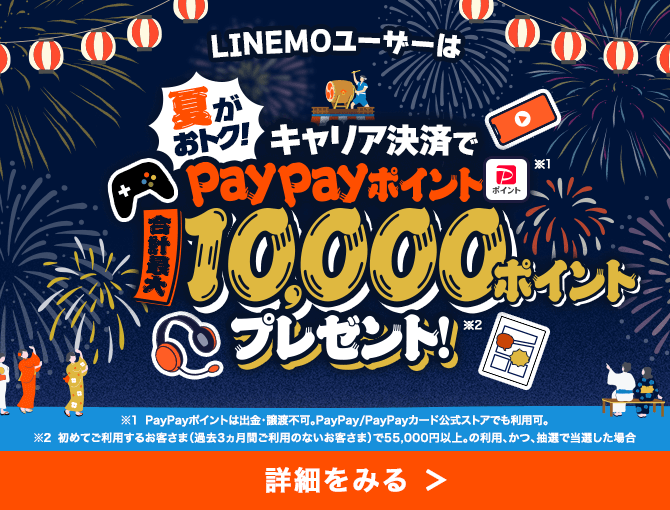 夏がおトク！キャリア決済でPayPayポイントプレゼント！