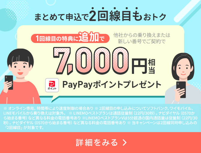 2回線まとめて申し込みでPayPayポイントプレゼントキャンペーン
