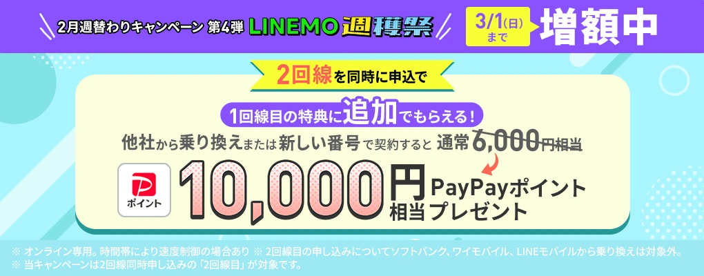 2回線まとめて申し込みでPayPayポイントプレゼントキャンペーン