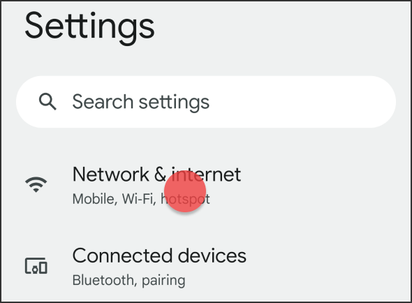 2. Open the Network & internet settings screen