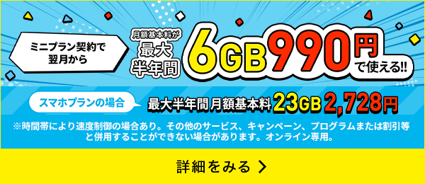 データ追加購入が半年間おトクキャンペーン