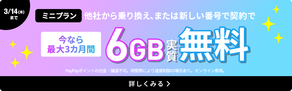 ミニプラン基本料最大3カ月間実質無料キャンペーン