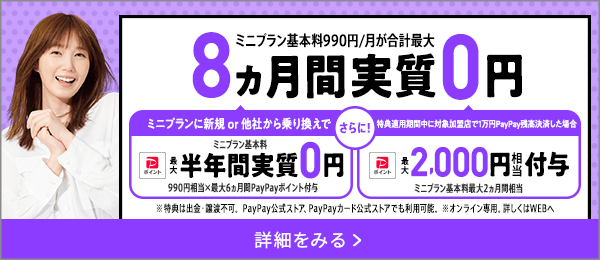 ミニプラン基本料 最大半年間実質無料キャンペーン