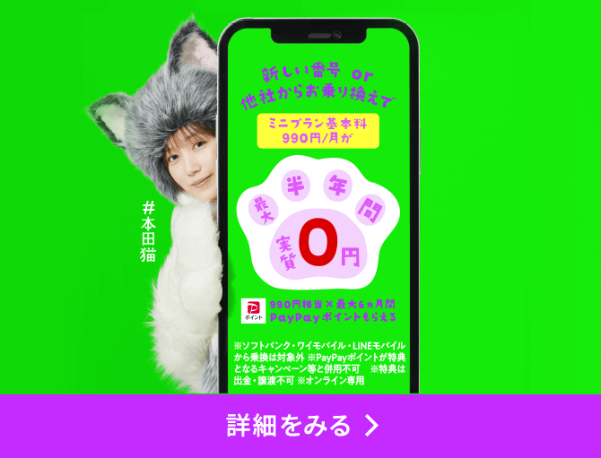 ミニプラン基本料最大半年間実質無料キャンペーン