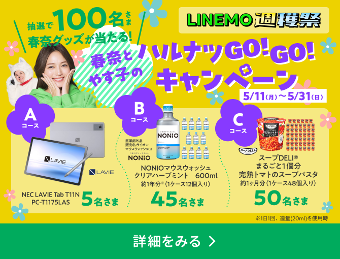 LINEMO週穫祭 春奈とやす子のハルナツGO！GO！キャンペーン