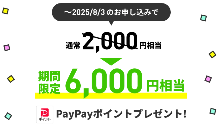 6,000円相当PayPayポイントプレゼント