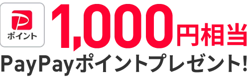 1,000円相当PayPayポイントプレゼント！