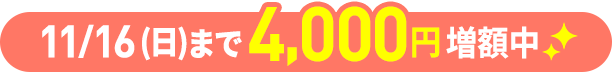11/16（日）まで4,000円増額中