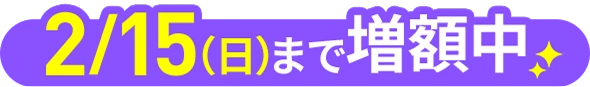 2/15(日)まで増額中