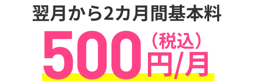 翌月から2カ月間基本料 500円/月（税込）