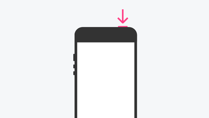 1.iPhone上部にあるトップボタンを、電源オフスライダが表示されるまで長押しします。