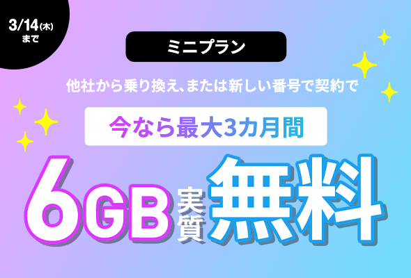 ミニプラン基本料最大3カ月間実質無料キャンペーン