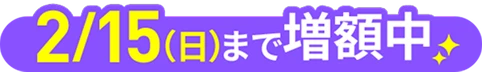 2月15日（日）まで増額中