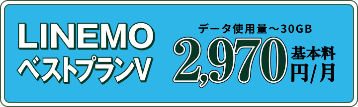 30GB使えてたっぷり安いLINEMOベストプランV 基本料2,970円/月