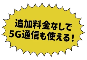 追加料金なしで5G通信も使える！