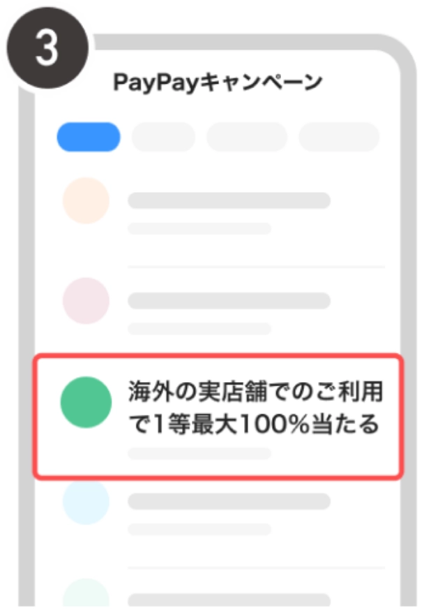 ［開催中］を選択して、「口座登録・チャージ＆決済で最大500ポイントもらえる」が表示されていれば対象です