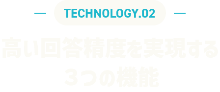 TECHNOLOGY.02 高い回答精度を実現する3つの機能