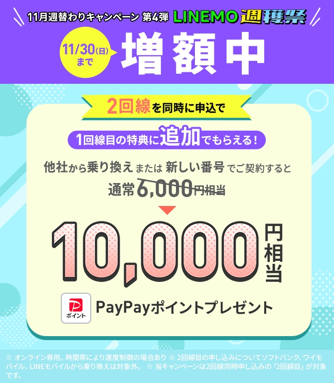 2回線まとめて申し込みでPayPayポイントプレゼントキャンペーン